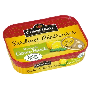 Connétable Sardinky v marináde s citrónom a bazalkou, Francúzsko, plech 140g