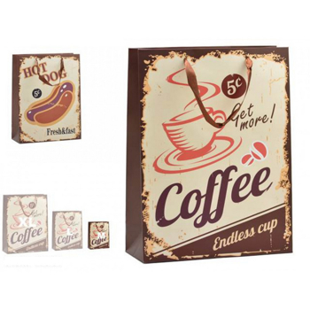 Darčeková taška ''Hot dog & Coffee'', 2 motívy, 30x12x43cm