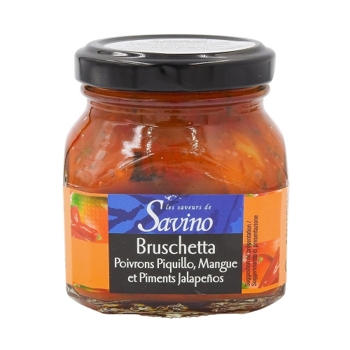 Savino Bruschetta salsa z papričiek piquillo s mangom a jalapeňos, FR, pohár 140g