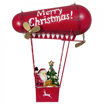 Vianočná dekorácia - Kovová vzducholoď s LED osvetlením 40cm