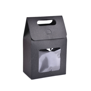 Darčeková krabička s okienkom a rúčkou, čierna 20x14x8 cm