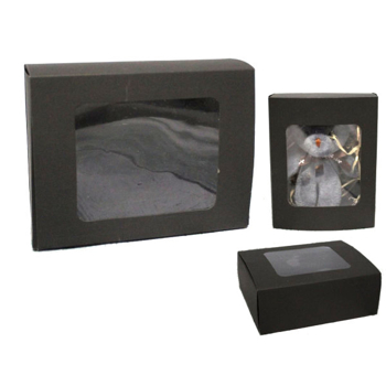 Darčeková krabička s okienkom, čierna 14x11x5,5 cm