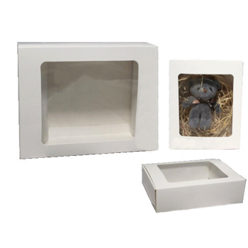 Darčeková krabička s okienkom, biela 14x11x5,5 cm