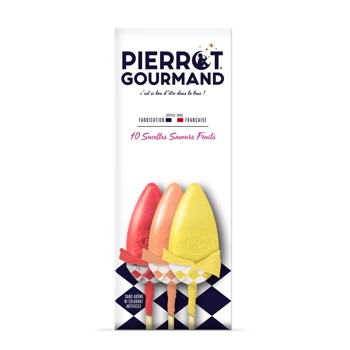 Pierrot Gourmand 10ks ovocných lízaniek, Francúzsko, darč. krabica 130g