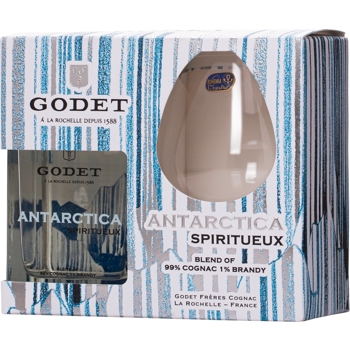 Godet Koňak Antarctica + 1 pohár, Francúzsko, gift box 0.5l