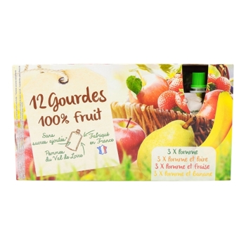 Jardimére Ovocné pyré v kapsičkách, rôzne druhy 12x90g , Francúzsko, krabica 1080g