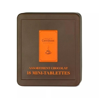 Cafe Tasse Darčeková kovová krabička s 18 ks mini čokolád (18x9g), Belgicko,  162g