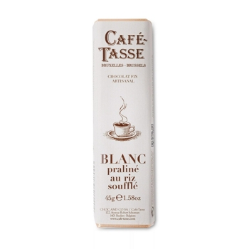 Cafe Tasse Plnená čokoládová tyčinka, biela s ryžovo orieškovou plnkou, 45g, Belgicko,  45g