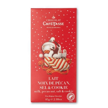 Cafe Tasse Mliečna čokoláda s pekanovým orechom, soľou a sušienkami - vianočná ed., ,  85g