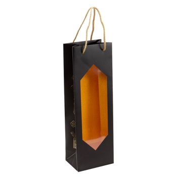 Darčeková taška Golden Black Gatsby na 1 fľašu, 12x8,5x36 cm
