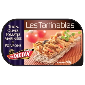 Les Dieux Tuniaková pomazánka s olivami s paradajkami, Francúzsko, plast obal ...
