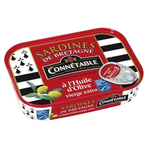 Connétable Bretónske sardinky v extra panenskom olivovom oleji, Francúzsko, pl...