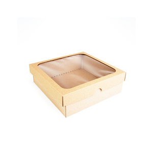 Darčeková krabica prírodná s okienkom, M 20x20x6,8 cm