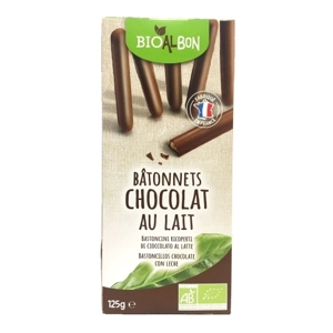 Bio Al Bon Biskvit tyčinky v miečnej čokoláde BIO,  Francúzsko, balenie 125g...