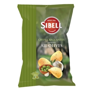 Sibell Zemiakové chipsy vrúbkované, cesnak a olivy, Francúzsko, balenie 135g...