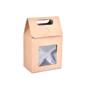 Darčeková krabička s okienkom a rúčkou, hnedá 15x10x6 cm