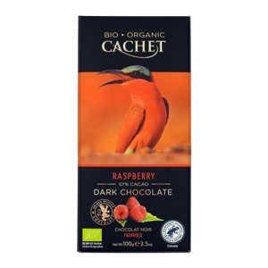 Cachet Horká čokoláda BIO 57% s malinami, 100g