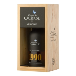 Armagnac Marquis de Caussade Bas Armagnac AOC, 1990, wooden box, Francúzsko, 4...