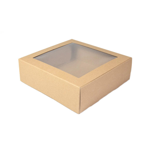 Darčeková krabička s okienkom 209x208x65 hnedá