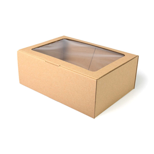 Darčeková krabička s okienkom 330x235x100 hnedá