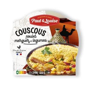 Paul &amp; Louise Kuskus s kuracím mäsom, klobásou a zeleninou, Francúzsko, miska ...