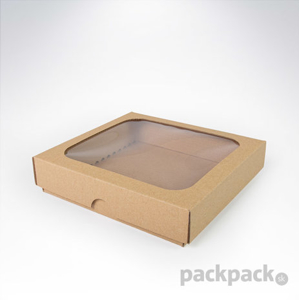 Darčeková krabica prírodná s okienkom, M 150x150x35mm