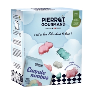Pierrot Gourmand Bonbóny obláčiky bez želatíny, Box 12 mini balíčkov, Francúzs...