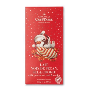 Cafe Tasse Mliečna čokoláda s pekanovým orechom, soľou a sušienkami - vianočná...