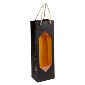 Darčeková taška Golden Black Gatsby na 1 fľašu, 12x8,5x36 cm