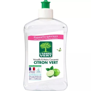 L&#039;Arbre Vert Hypoalergénny prostriedok na riad, limetka, Francúzsko, 500ml